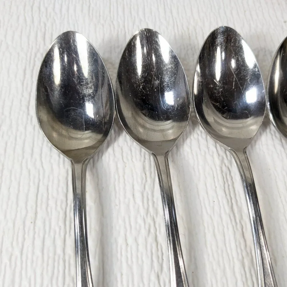 Vintage The Cellar LIVINGSTON place oval soup spoon SET 5 Stainless‎ steel